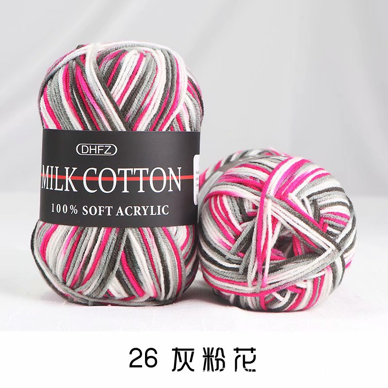 3-Strand gradiente sección de leche teñida de lana de algodón de color colorido medio fino lana crochet lana tejida a mano al por mayor