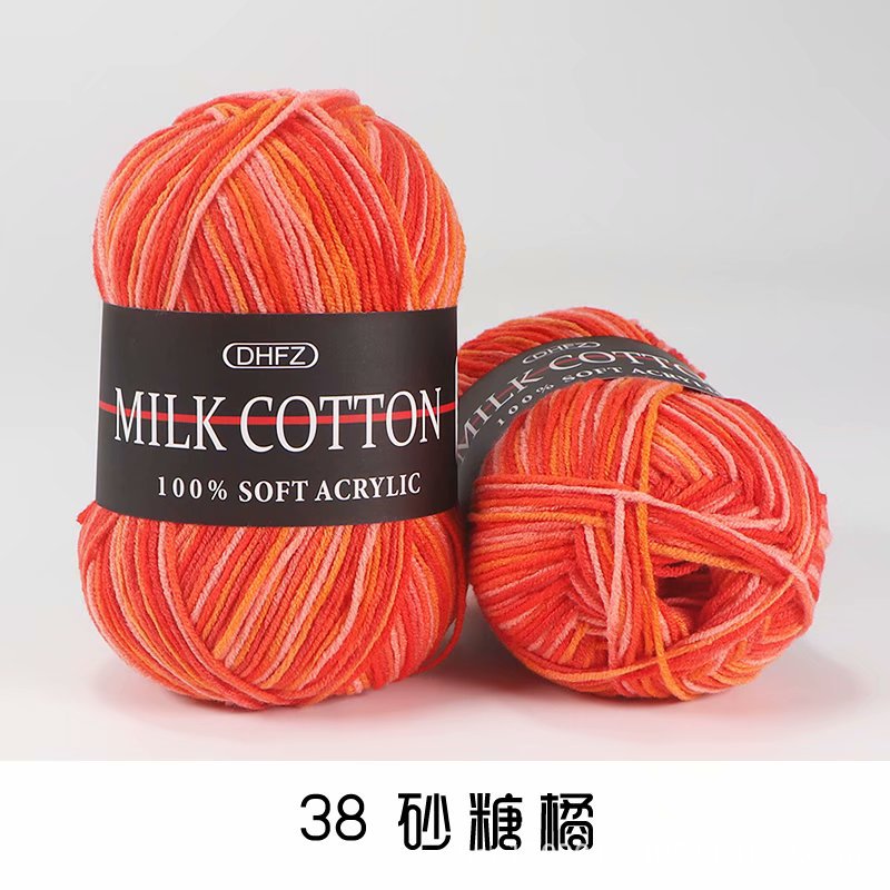 3-Strand gradiente sección de leche teñida de lana de algodón de color colorido medio fino lana crochet lana tejida a mano al por mayor