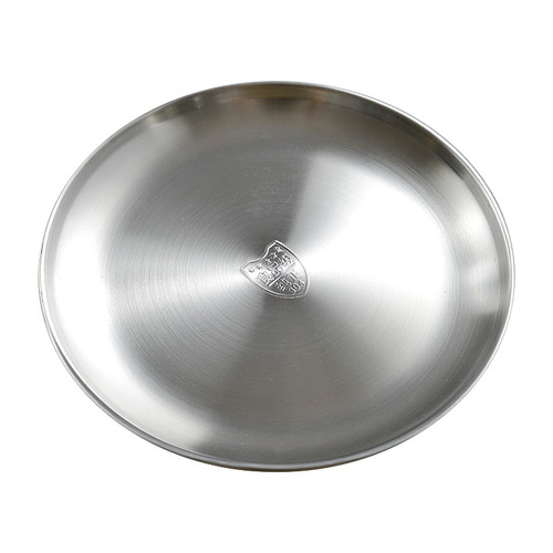 Thickened golden single-layer disc dessert plate Western food plate outdoor camping barbecue plate Korean stainless steel barbecue plate