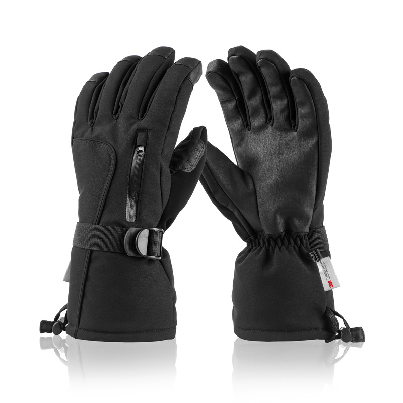 Gants de ski unisexes coupe-vent, chauds et épais à cinq doigts, pour randonnée en plein air, moto, en coton_voghion.com