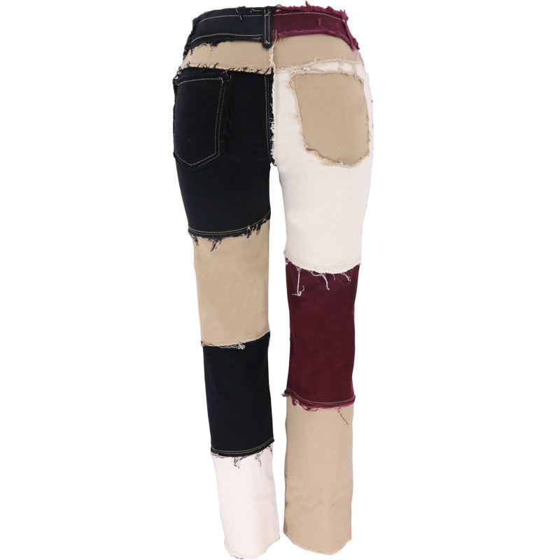 Verano nuevo europeo y americano transfronterizo en stock venta al por mayor moda cintura alta recta jeans costura Jeans para mujeres