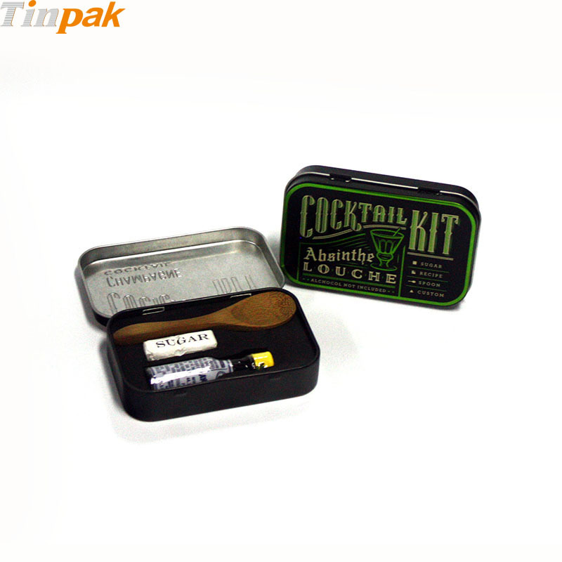 小号长方形翻盖随身化妆工具收纳小铁盒 穿戴甲美甲工具包装铁罐