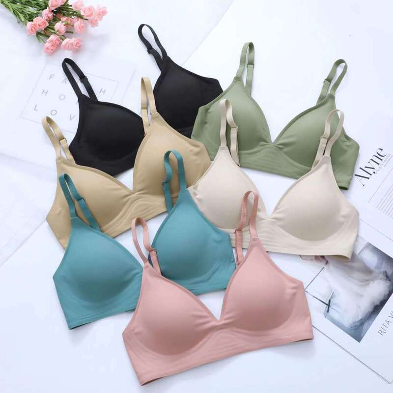 Black Technology Soft Support Jelly Intimates Women's Seamless Wire-Free Bra Push-Up Anti-Sagging Push-Up Bra