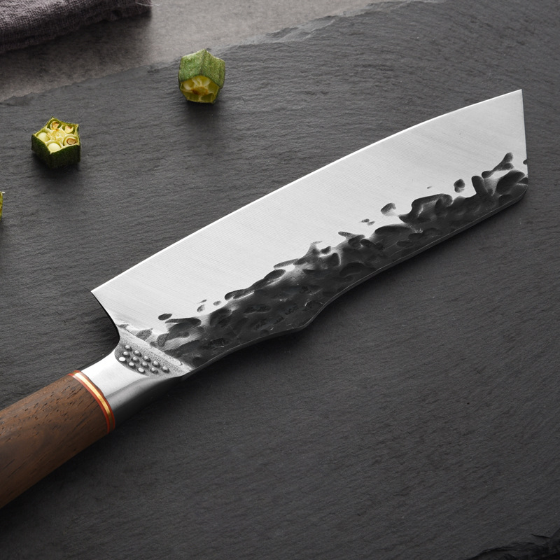 Cuchillo de chef, cuchillo de acero inoxidable 5CR15MOV forjado a mano con mango de ébano, alta dureza, envío transfronterizo.