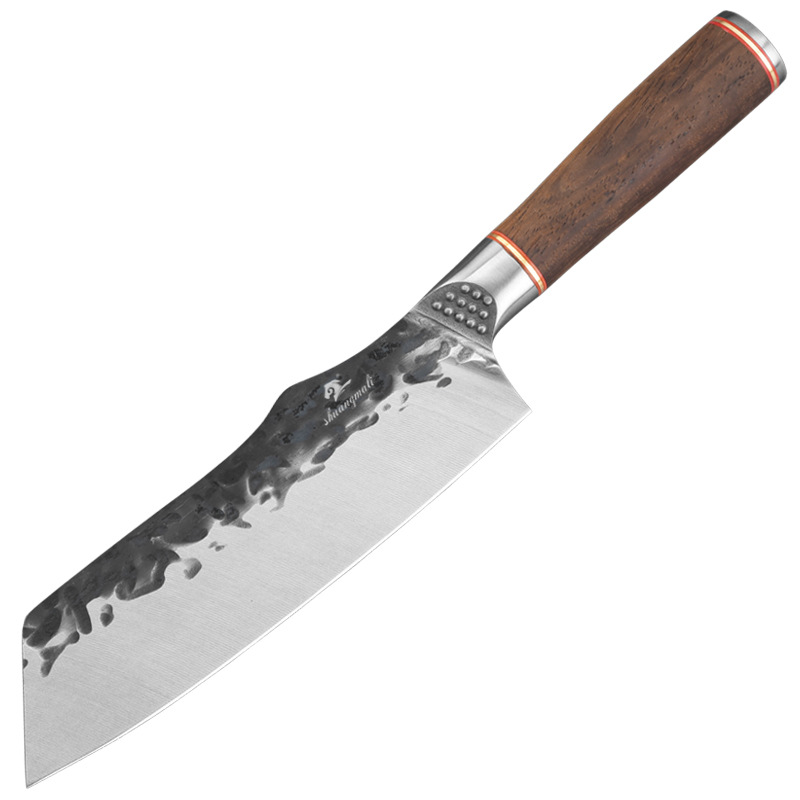 Cuchillo de chef, cuchillo de acero inoxidable 5CR15MOV forjado a mano con mango de ébano, alta dureza, envío transfronterizo.
