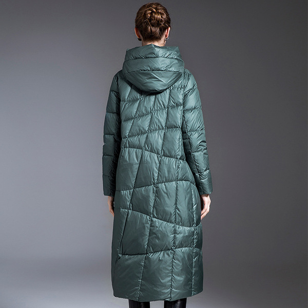 Long fashionable elite down jacket with hood
