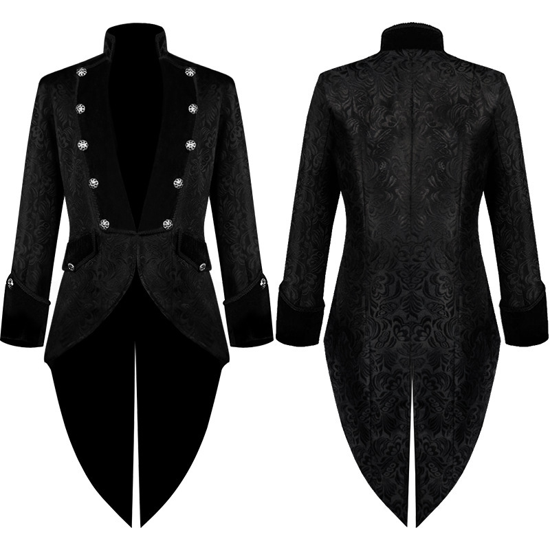 Halloween Wish European and American Men's Medieval Retro Clothing Mid-Length Punk Tuxedo Trendyy Stage Wear Halloween Wish European and American Men's Medieval Retro Clothing Mid-Length Punk Tuxedo Trendyy Stage Wear