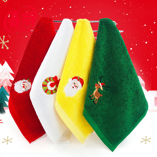 Christmas towel set wholesale cotton Christmas kitchen hand towel gift foreign trade Christmas towel embroidered logo