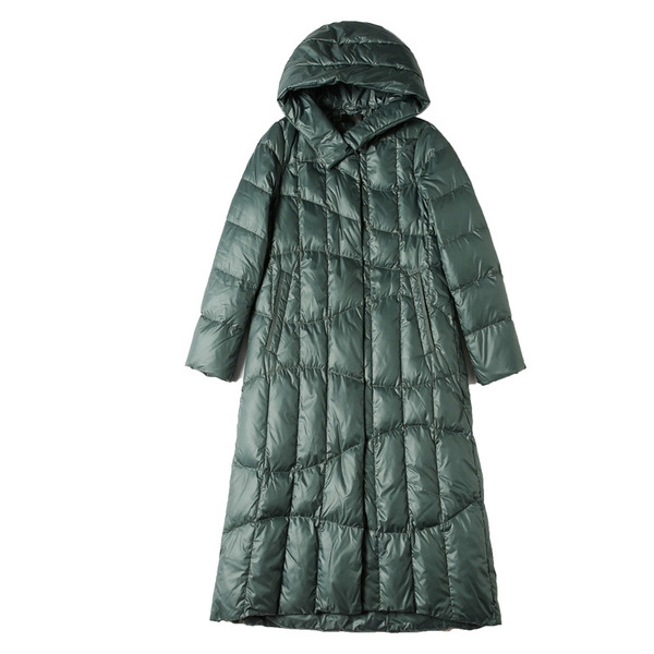 Long fashionable elite down jacket with hood