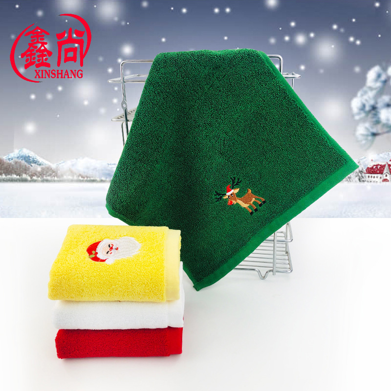 Wholesale Christmas Gift Towels from a Towel Factory, Pure Cotton Embroidered Festival Advert Towels with Logo Customization Available