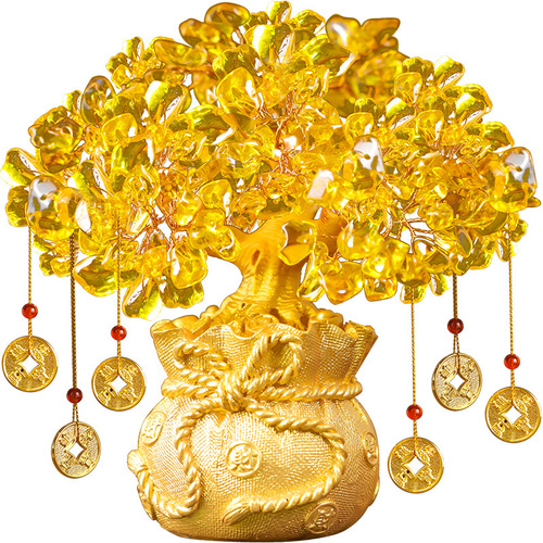 Citrine Money Tree Wine Cabinet Decoration Ornaments Home Living Room Gathering Wealth Feng Shui Money Tree Creative Opening Gift