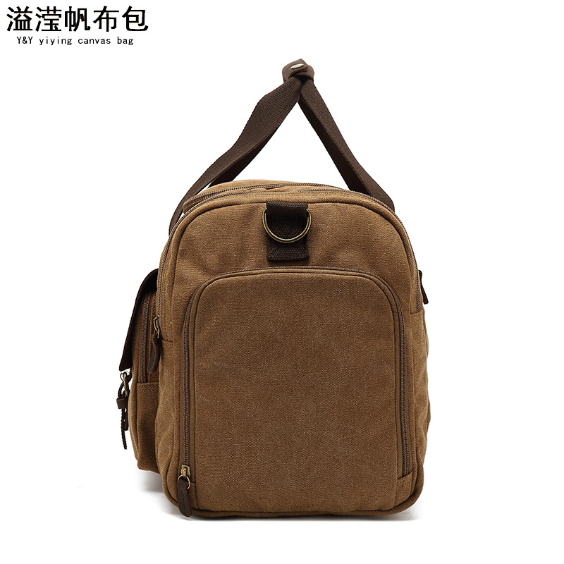 Bolsa de viaje de los hombres bolsa de equipaje de techo de gran capacidad Yoga Fitness Bolsa de viaje de larga y corta distancia en movimiento de lona con cuero de Caballo Loco