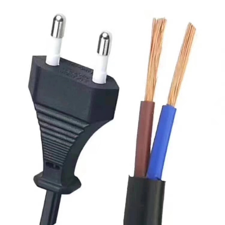 供应欧标两芯电源线二插VDE插头线纯铜欧规二芯充电耐高温
