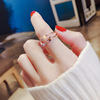 Sophisticated accessory, zirconium, ring with stone, Korean style, micro incrustation, on index finger