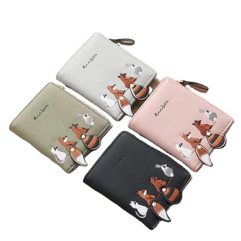 Short cute fresh folding small wallet, Korean style