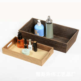 欧式风木质收纳盒简约多功能化妆品收藏盒实木桌面收纳木盒多肉盒