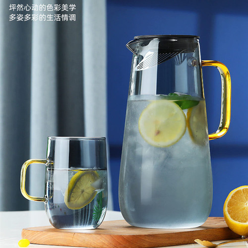 Glass kettle household high temperature resistant Nordic creative explosion-proof juice kettle with lid filter herbal teapot cup set