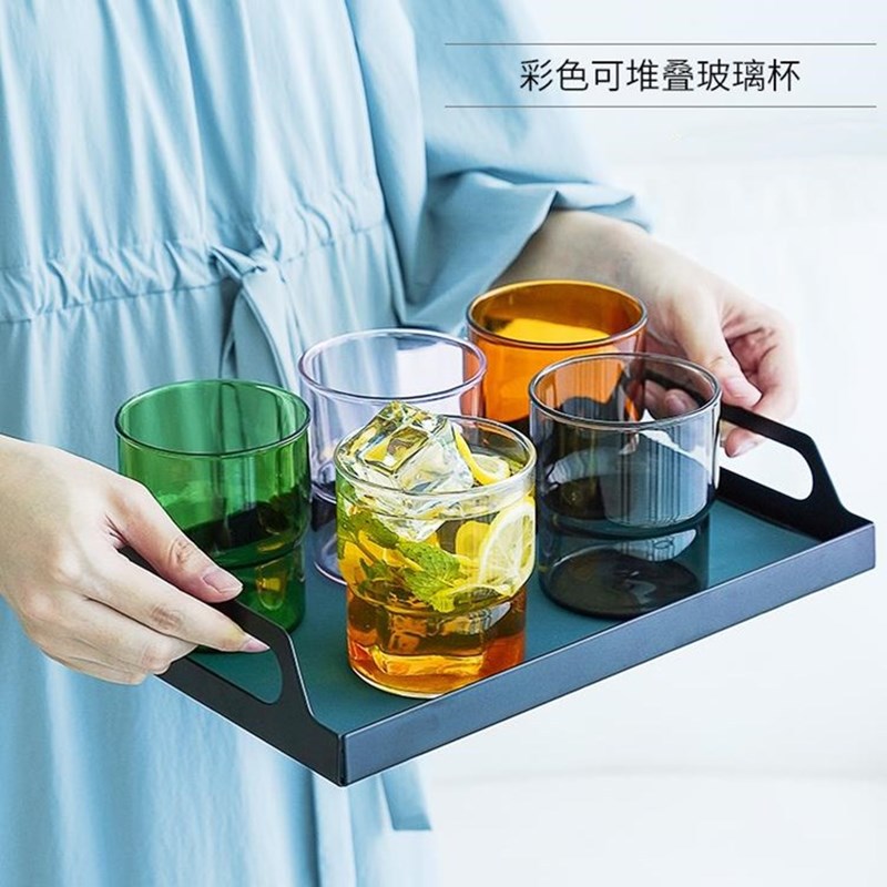 Vaso de vidrio de borosilicato coloreado apto para café o jugo