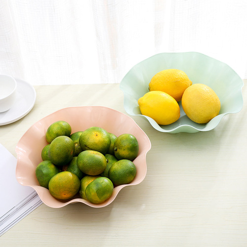 荷叶边水果盘塑料糖果盘客厅欧式瓜子果盆零食果盒家用干果盘