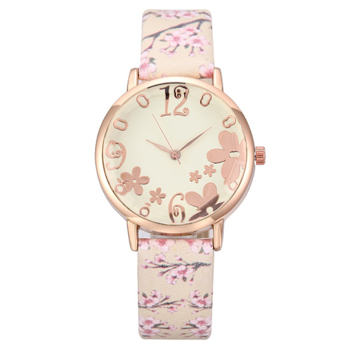 Foreign Trade Digital Art Flowers European and American Fashion Women's Watches Women's Watch Straps Quartz Watches Women's Watches