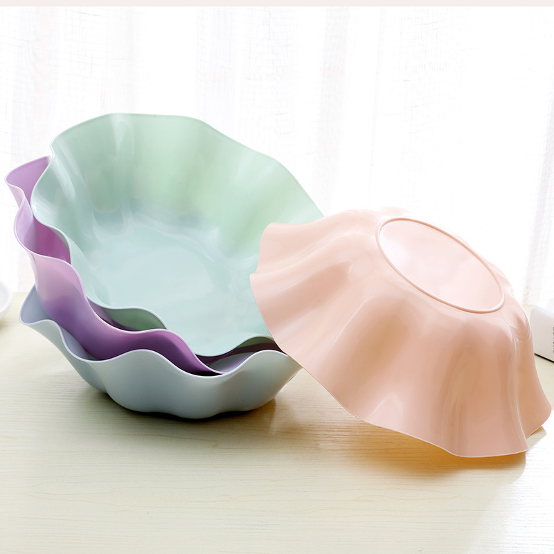 Ruffled Fruit Plate Plastic Candy Plate Living Room European Style Melon Seeds Fruit Basin Snack Fruit Box Household Dried Fruit Plate
