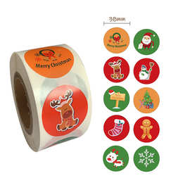 亚马逊10图案卡通MERRY CHRISTMAS节日烘焙礼品圣诞贴纸标签