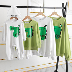 2024 Autumn Style Parent-Child T-Shirts Early Autumn Family of Three Internet Celebrity T-Shirts Mother-Daughter Mother-Son Suits Western Style Parent-Child Outfits