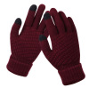 Gloves, winter knitted fleece non-slip keep warm fashionable set, increased thickness, wholesale