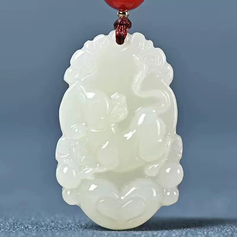 Жадеитовый кулон зодиака, афганский синий и белый jade, двенадцать резьбовых знаков, 12 дизайнов