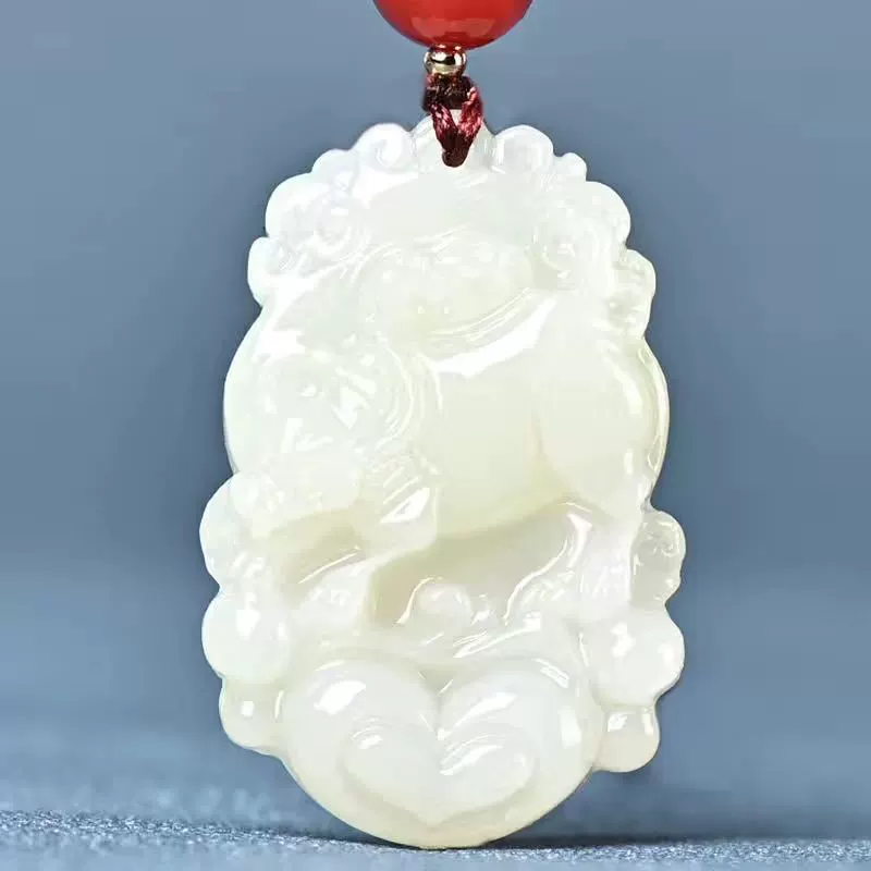 Жадеитовый кулон зодиака, афганский синий и белый jade, двенадцать резьбовых знаков, 12 дизайнов