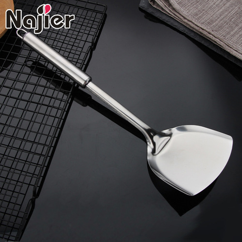 Stainless steel spatula, household cooking spatula, high temperature resistant frying spoon, cooking kitchen utensils, long handle spatula, spatula, can be added with logo