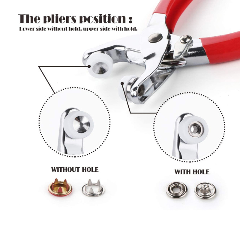 200 sets de botón a presión de metal 9.5mm10 color cobre puro hebilla de cinco garra hebilla de costura herramienta de mano instalación cinco garra hebilla alicates