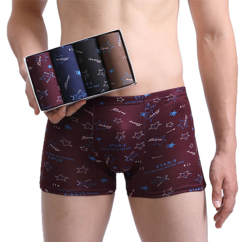 Factory direct selling men's underwear printed seamless mid-waist large size breathable boxer briefs street stall source leggings for men