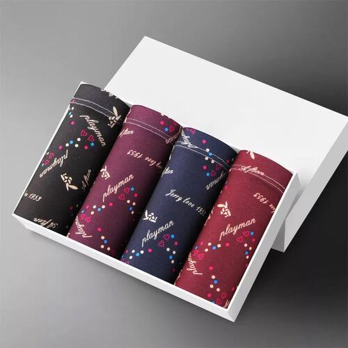 Factory direct selling men's underwear printed seamless mid-waist large size breathable boxer briefs street stall source leggings for men