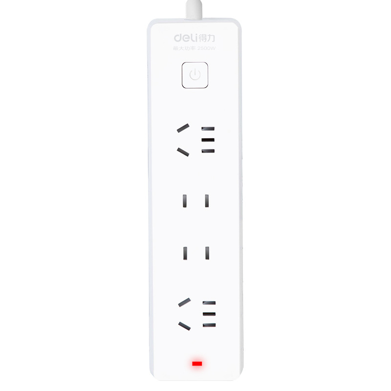 Regleta de enchufes Deli 33643 con cable de 3 metros de longitud, 8 tomas de corriente.