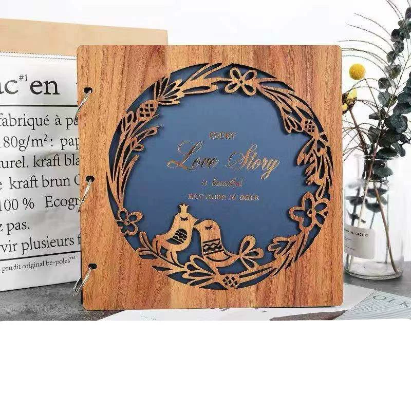 Прямые поставки с фабрики высококачественного 16-дюймового резного фотоальбома DIY из дерева, деревянного фотоальбома, можно установить различные логотипы