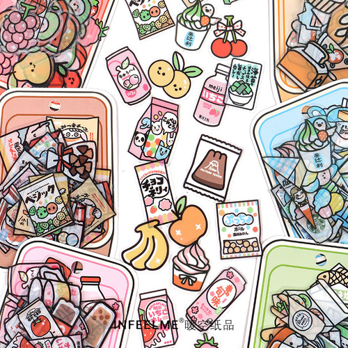 Infeel.me PET Sticker Pack Delicious Share Half Series Cute Cartoon Handnote Decor Stickers 40 Pcs 6 Styles