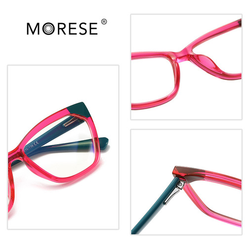 Frame glasses fashionable cat-eye anti-blue light glasses literary and artistic European and American trend flat glasses TR90 slingshot cross-border 2040