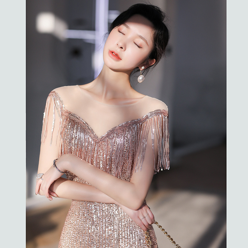 Mermaid Evening Gown for Women 2026 New Style with Tassels and Sequins, Heavy-Duty Craftsmanship, Hostess's Aura, Annual Meeting Evening Dress, Spring Season
