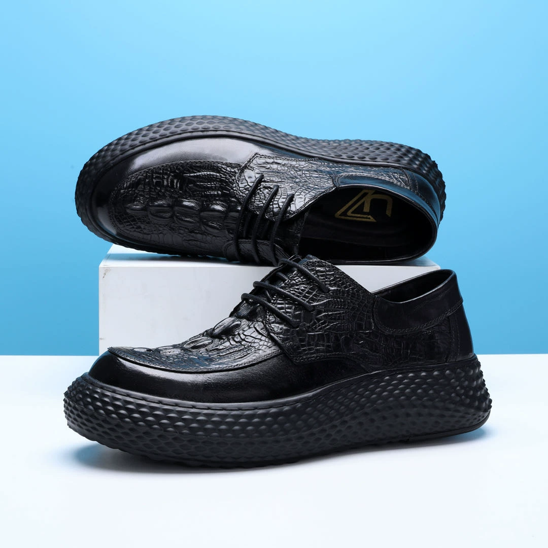 [В наличии] Мужская обувь из кожи крокодила, осенне-зимняя новая деловая повседневная обувь, универсальная модная обувь Bean