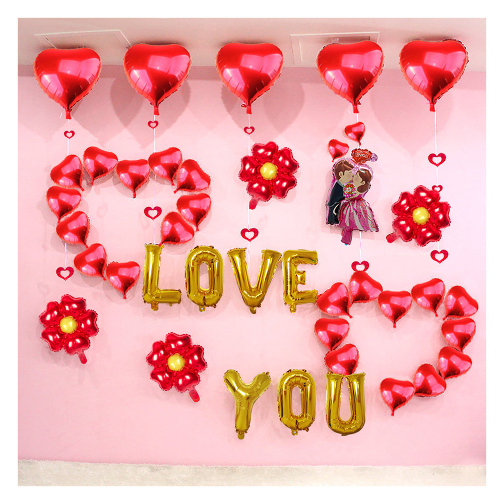 Romántica decoración de la boda globo suministros de la boda sala de boda propuesta escena diseño accesorios película de aluminio Paquete de globos