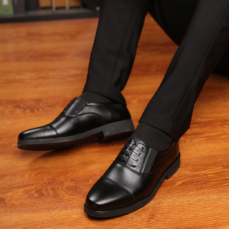 Nuevos zapatos de cuero de los hombres formales zapatos de cuero de tres articulaciones de los hombres slip-on de negocios casual de moda de tres puntas con cordones zapatos de los hombres image 4