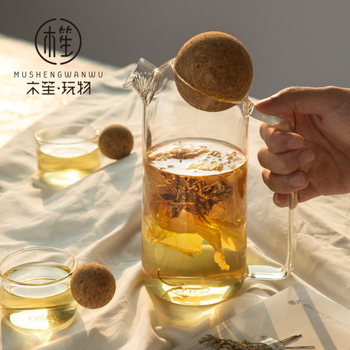 Nordic high temperature resistant high borosilicate glass boiling water teapot female cute household flower and fruit teapot transparent simple tea set
