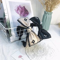 韓國花朵蝴蝶結髮箍2024新款復古風印花可愛頭箍洗臉髮帶布藝髮飾