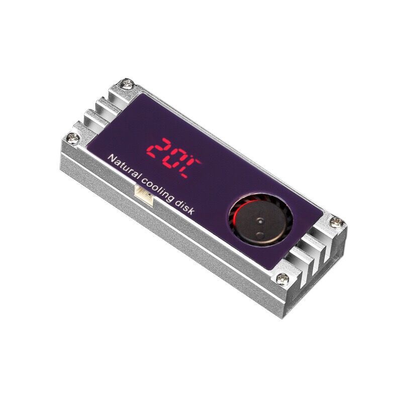 M.2 solid state drive radiator temperature digital display mute thermal conduction sheet heat sink SSD armor turbine cooling fan