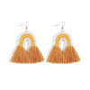 Rainbow woven retro earrings with tassels handmade, boho style, European style, wholesale