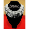 Woven retro pendant from pearl with tassels, trend false collar, necklace