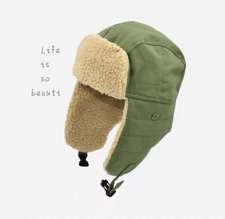 Cross-border winter retro Lei Feng hat Korean ear protection hat locomotive cotton hat Northeast warm pilot polyester cotton hat