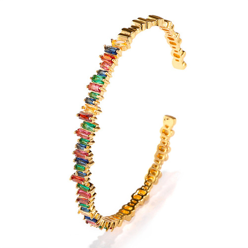 RAKOL European and American Cross-border Bestselling Geometric Irregular Zirconia Bracelet for Girls, Personality Lightweight Single Row Full Diamond Accessory