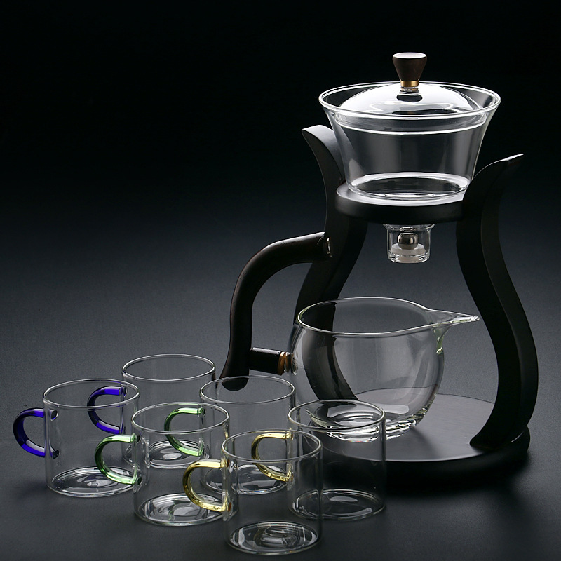 Palace lantern tea set + 6 small cups with three-color handles